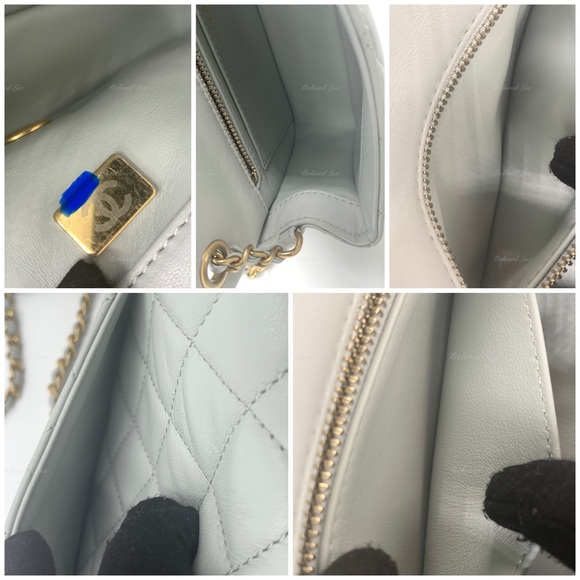 Authentic CHANEL Grey Lambskin Mini Rectangular Pearl Crush Flap Bag - Picture 13 of 16